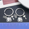 Silver Tone House Key Heart and Number Tag Keychain view 3