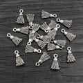 Small Sculpted Tassel Charms in Antique Silver for Jewelry Making view 6