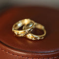 Star-Cutout Engraved Small Hoop Earrings In Gold Tone view 5