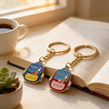 Hello School Backpack Enamel Keychain Blue Yellow Red view 3