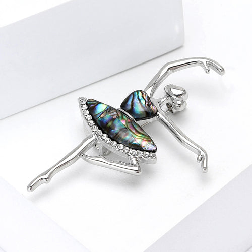 Ballerina brooch angled on white display