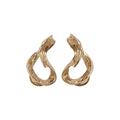 Sculpted Twisted Oval Stud Earrings in Gold and Silver Tone view 5