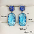 Silver Tone Aqua Blue Rectangular Drop Earrings Fashion Jewelry view 4