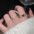 Open Adjustable Pearl Zircon Ring Three Metal Styles view 1
