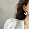 White Open Geometric Drop Earrings In Two Shapes Jewelry Design view 2