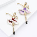Crystal Ballerina Brooch in Purple and Red Dresses view 4
