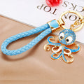 Jeweled Octopus Keychains in Pink and Blue with Braided Options view 5