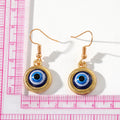 Gold Tone Round Glass Evil Eye Cabochon Hook Earrings view 5