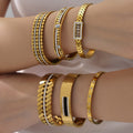 Turquoise and Crystal Geometric Bangle Collection in Thirteen Styles view 4