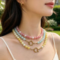 Faceted 8mm Round Bead Necklace With Gold Tone Ring Clasp view 2