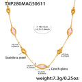 Gold Marquise Czech Glass Station Necklace Metal Bead Accents view 7