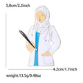 Enamel Female Doctor Brooch Hijab Stethoscope White Coat view 4