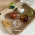 Chunky Marbled Resin Dome Rings Five Color Options view 1