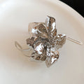 Oversized Hammered Metal Flower Rings Bangles Gold Silver view 7