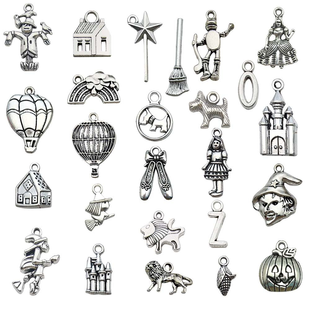 Antique Silver Iron Halloween Pumpkin Castle Charm Pendant for Bracelets and Necklaces