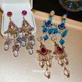 Ornate Colorful Crystal Chandelier Stud Earrings Jewelry view 2