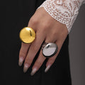 Large Domed Smooth Statement Rings Gold Steel Tone view 4