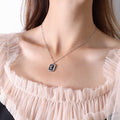 Square Moon Black Enamel Pendant Necklace Gold Steel Tone view 7