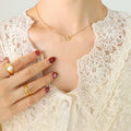 Letter W Pendant Necklace Pavé Zircon Cable Chain Gold Steel view 4