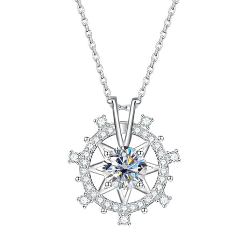 Product view showing a round starburst pendant ringed by pointed crystal rays