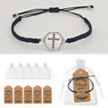 Black Braided Cord Circle Cross Adjustable Bracelet view 1