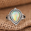 Antique Silver Teardrop Cabochon Rings Turquoise Multicolor view 5