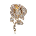 Gold Tone Rose Crystal Metal Brooch Pin for Jackets and Lapels view 1
