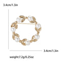 Pearl Leaf Circle Brooch Open Wreath Gold and Silver view 4