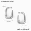 U Shape Oval Hollow Hoop Stud Earrings Gold Silver Metal view 7
