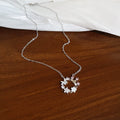 Crystal Flower Pendant Necklace in Rose Gold and Silver view 7