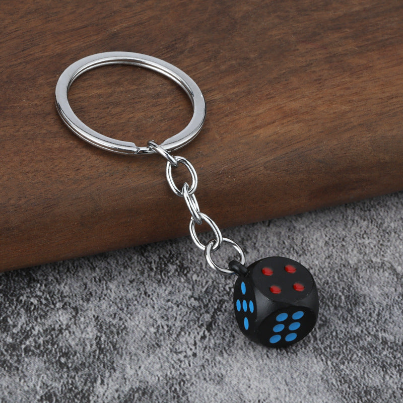Colorful Alloy Dice Keychain Metal Car Key Ring Gift