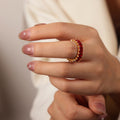 Gold Open Rings Multicolor Zircon Baguette and Oval Bands view 12