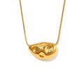 Organic Molten Pebble Pendant Necklace Snake Chain Gold Steel view 5