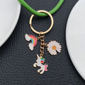 Colorful Rainbow Unicorn Daisy and Cloud Metal Keychain view 2