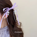 Lily Of Valley Ribbon Bow Duckbill Hair Clips Four Colors view 3