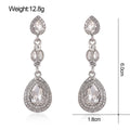 Silver Tone Triple Teardrop Crystal Crystal Metal Dangle Earrings view 2