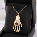 Gold and Silver Tone Eyeball Hamsa Pendant Necklaces view 2