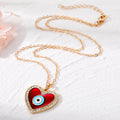Gold Tone Red Enamel Evil Eye Heart Pendant Necklaces in Two Designs view 4