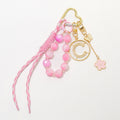 Pink Beaded Letter Keychain Initial Charm Cord Bag Clip view 1