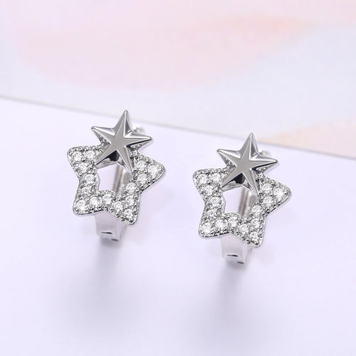 Silver Tone double star cluster studs shown in alternate close-up view