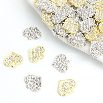 Crystal Heart Alloy Charm Pendants in Gold and Silver Tones