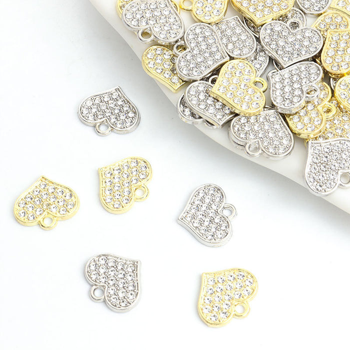 Crystal Heart Alloy Charm Pendants in Gold and Silver Tones
