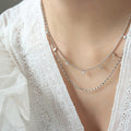 Double Layer Rhombus Charm Necklace Gold Or Steel Tone view 7