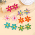 Embroidered Five Petal Flower Stud Earrings in Seven Colors view 2