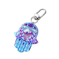 Silver Tone Printed Hamsa Acrylic Clip Keychains in Eight Designs view 5