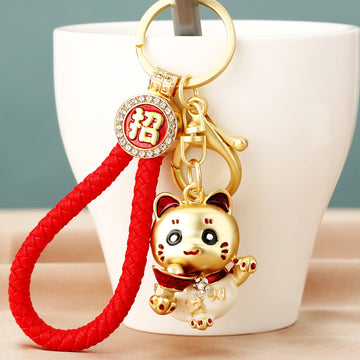 Lucky Cat Mahjong Character and Monkey Fortune Strap Keychain Set
