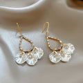 White Shell Petal Crystal Hook Earrings Fashion Earrings view 2