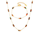 Gold Stainless Steel Multicolor Natural Stone Bead Necklace Bracelet view 5