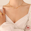 Gold Dual Lucky Plate Bar Necklace Notched Tag Cable Chain view 3