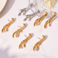 Crystal Branch Stud Earrings in Gold and Silver Tone view 3